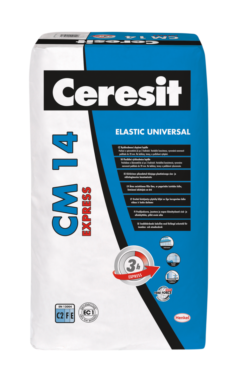 Ceresit CM14 Express rýchloschnúce flexibilné lepidlo na dlažby 25kg C2FE
