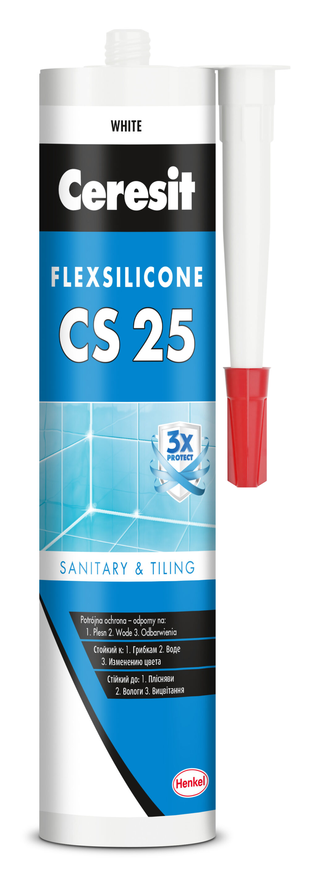 SILIKON CS 25 ceresit 280ml, sanitárny silikón, sanitarny silikon