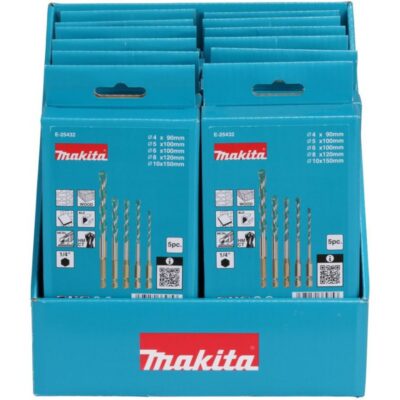 Makita E‑25373‑12 – sada 5 vrtákov MULTI MATERIAL (Multi‑Mat), valcová stopka ¼″