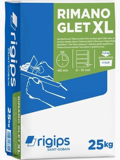 Rigips Rimano Glet XL biela sadrová stierka (0 – 10 mm) 25 kg Rigips Rimano Glet XL biela sadrová stierka (0 – 10 mm) 25 kg